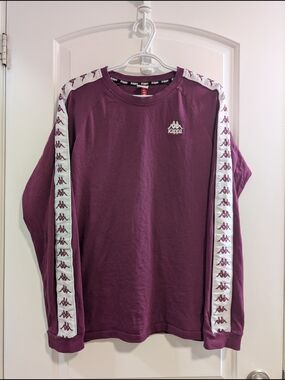 Kappa Men's Crewneck Logo Tape Sweatshirt - Plum & White